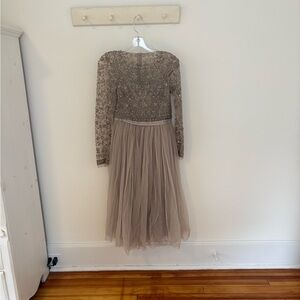 Anthropologie Beige Embellished Midi Dress